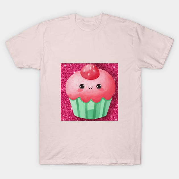 Kawaii Strawberry Cupcake T-Shirt by Doggomuffin 